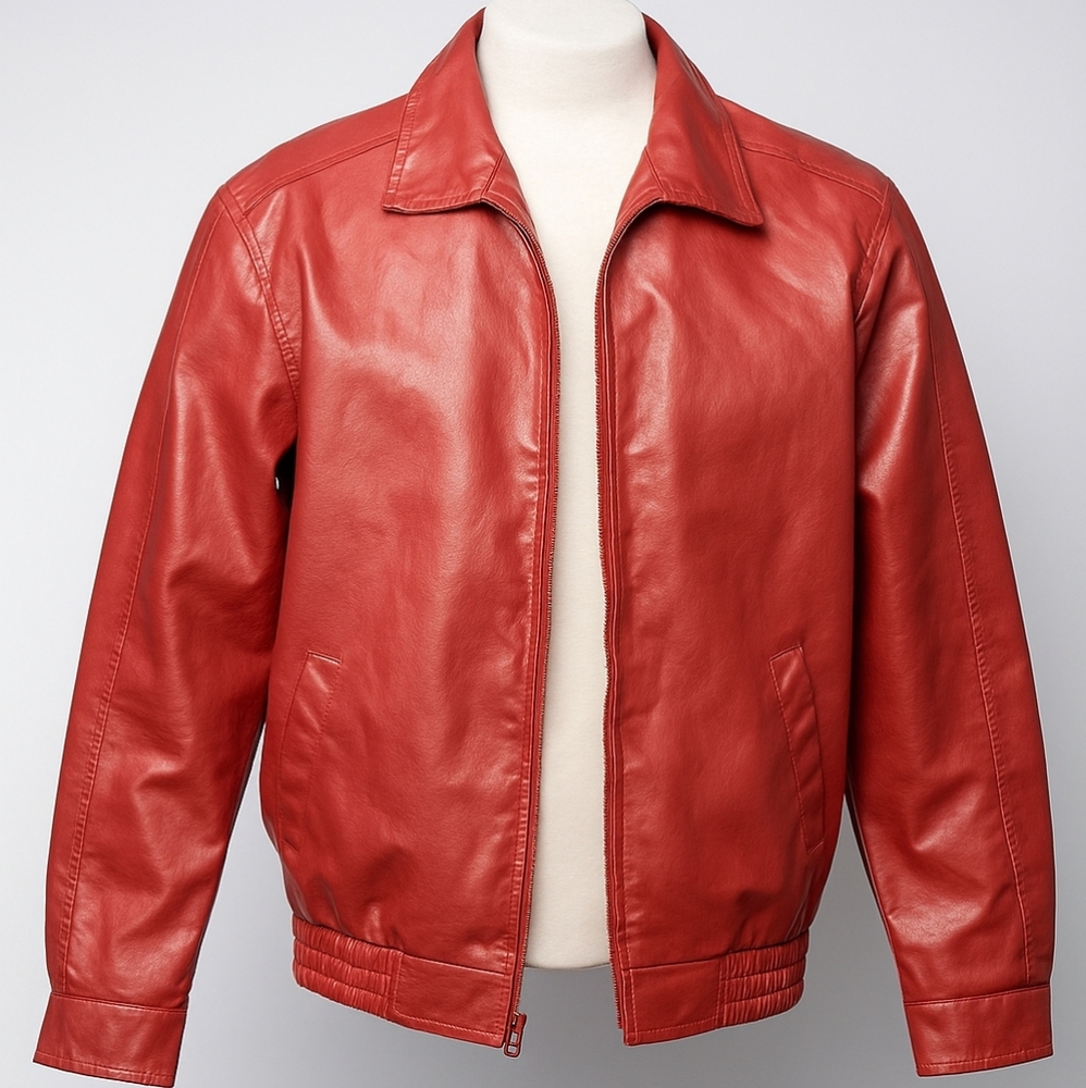Vegan Leather Bomber Jacket Women Medium Burgundy Moto Fall Streetwear